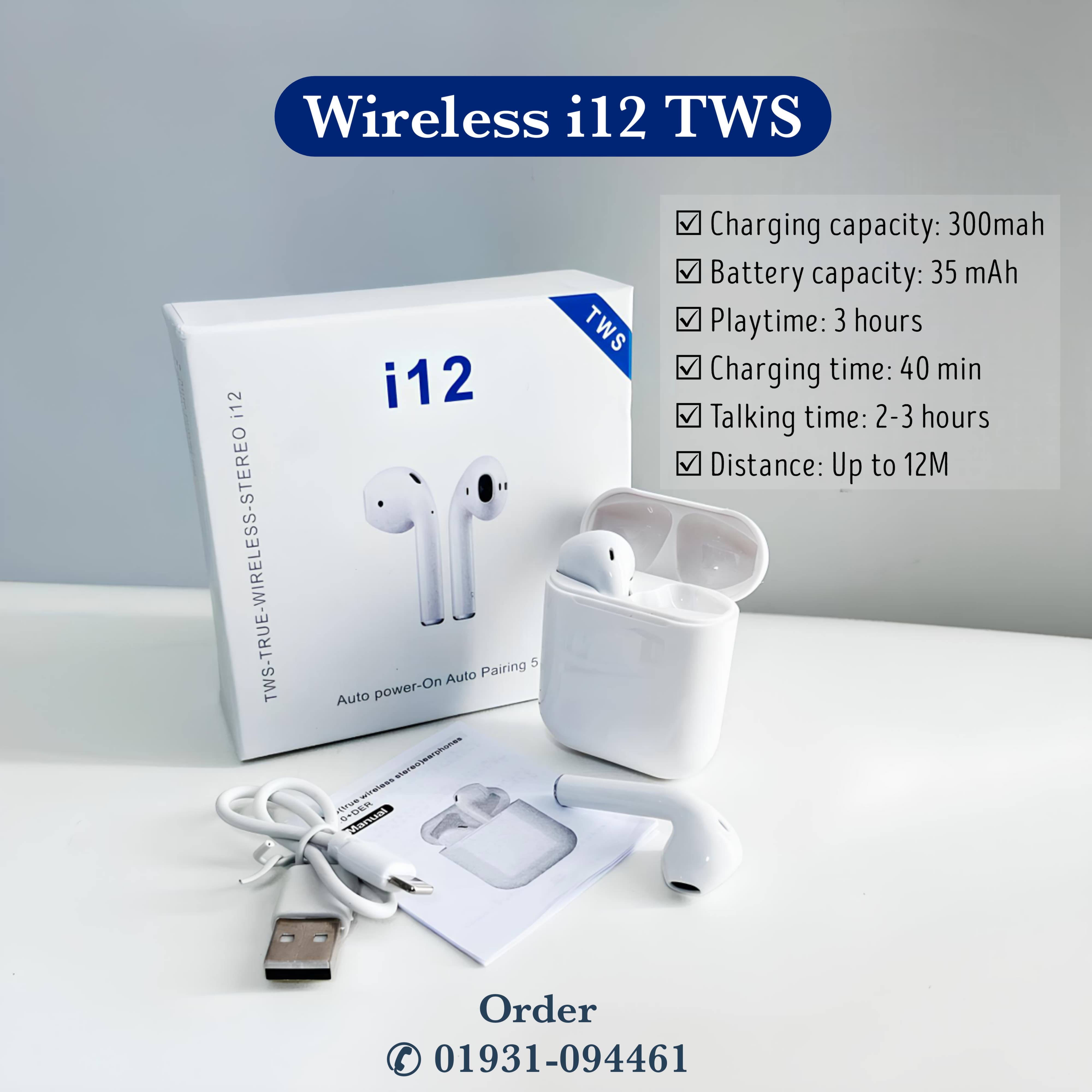 Wireless headphones  i12 TWS  version 5.3